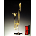 Gold Brass Trombone Miniature with Stand & Case 5.5"H